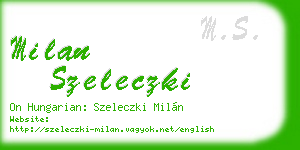 milan szeleczki business card